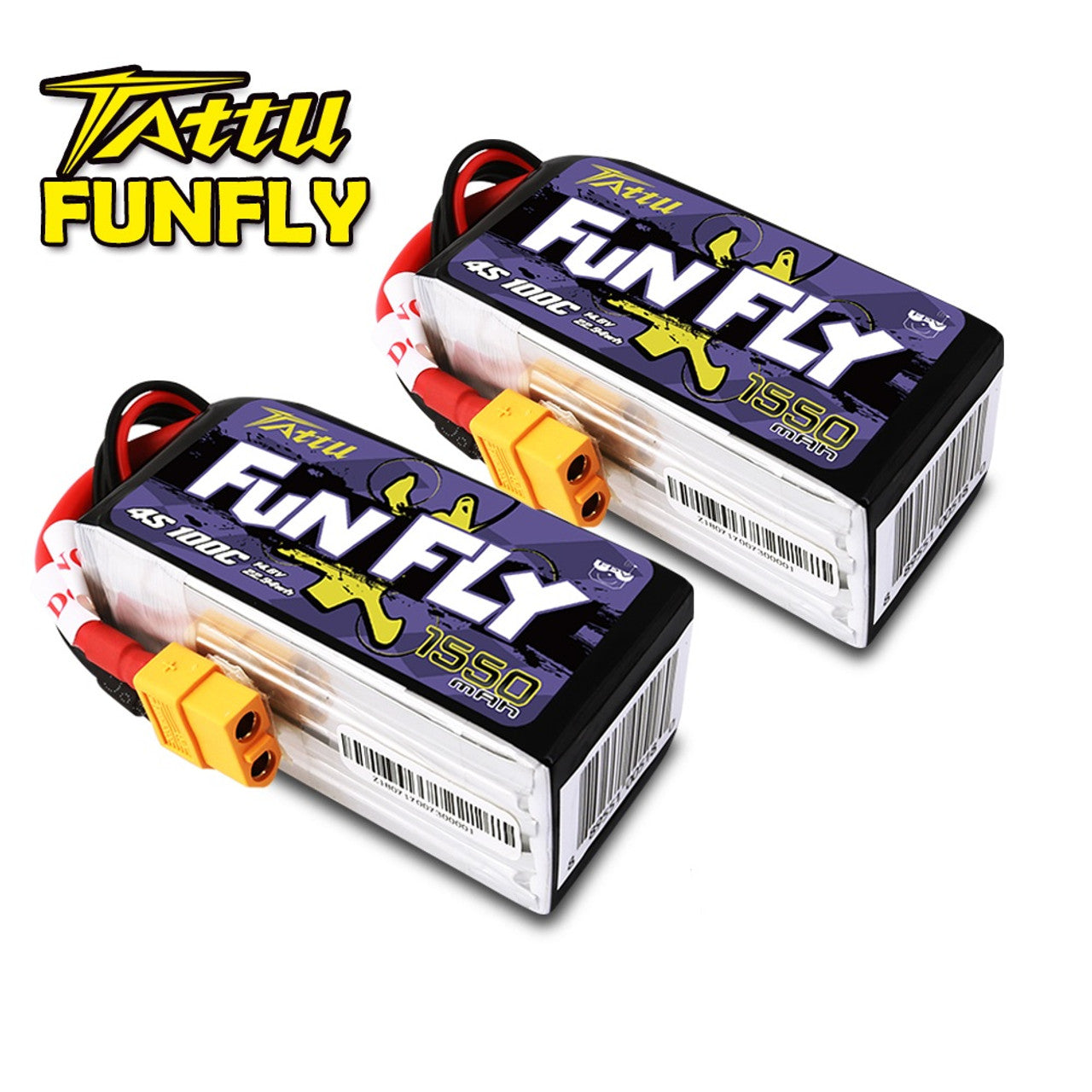 Tattu - 1550mAh 14.8V 100C 4S1P Full Size FPV Racing Quad battery with XT60 Plug