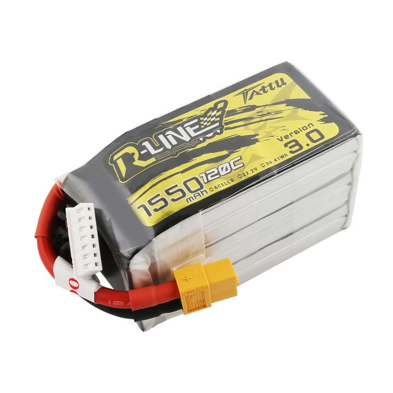 Tattu - 1550mAh 22.2V 120C 6S1P Full Size FPV Racing Quad battery with XT60 Plug