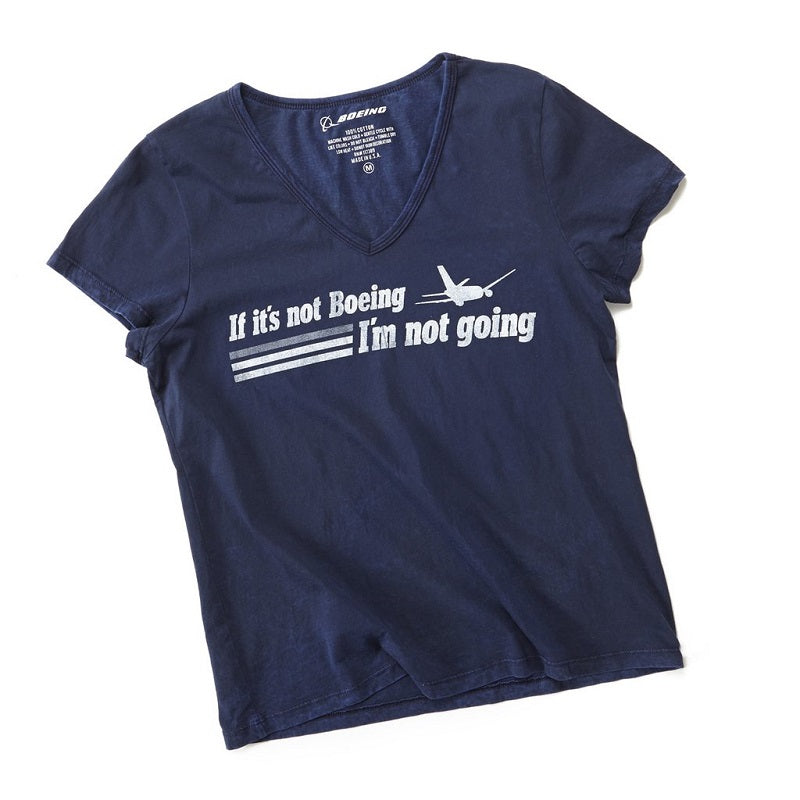 "Boeing If It’s Not Boeing I’m Not Going women’s V-neck t-shirt in navy blue"