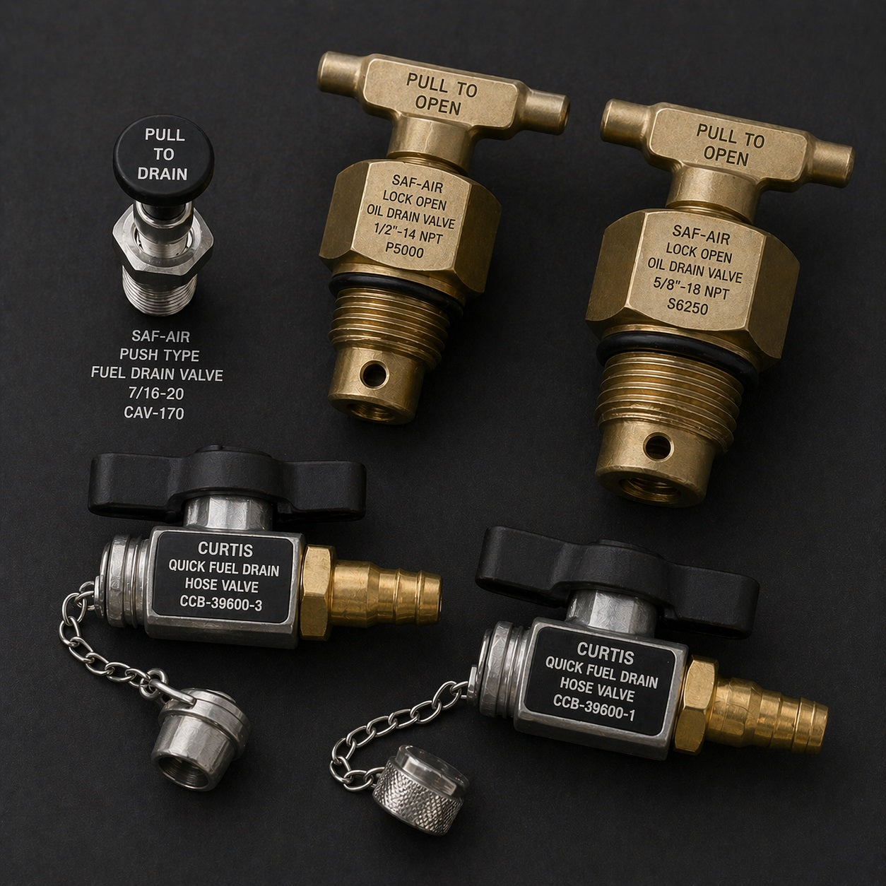 AI Generated Aircraft Fuel and Oil Drain Valves Collection Image