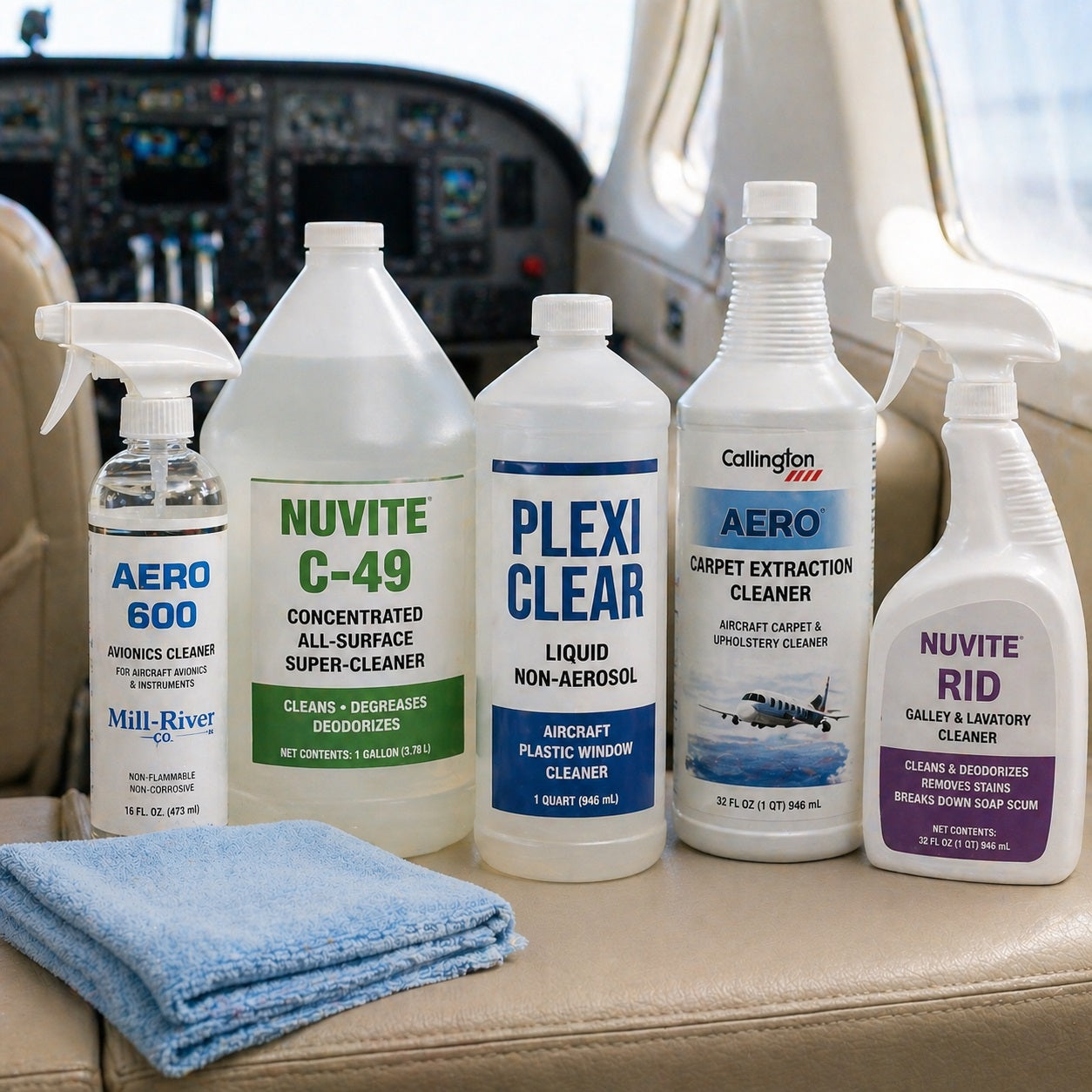 AI Generated Aircraft Interior Multi-Purpose Cleaners Collection Image