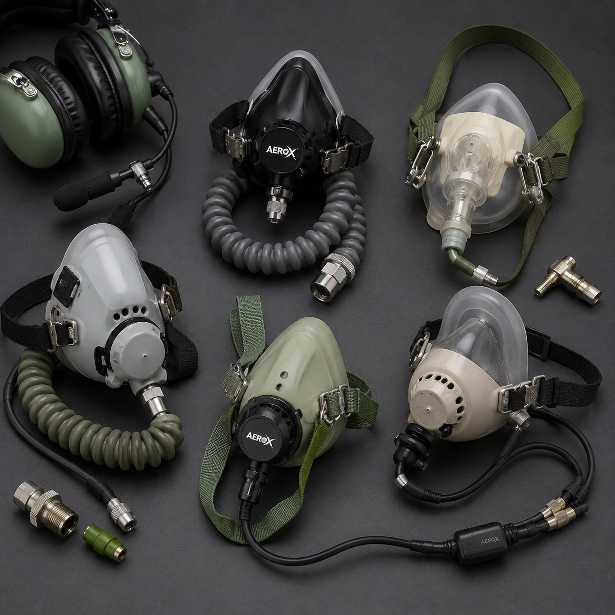 AI Generated Aircraft Oxygen Masks Collection Image