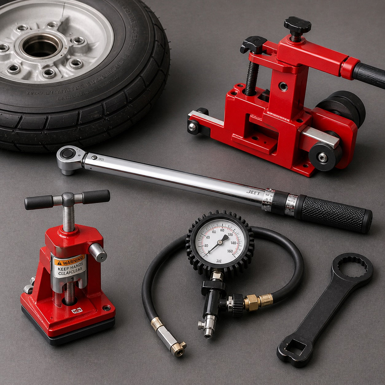 AI Generated Aircraft Wheel and Brake Tools Collection Image