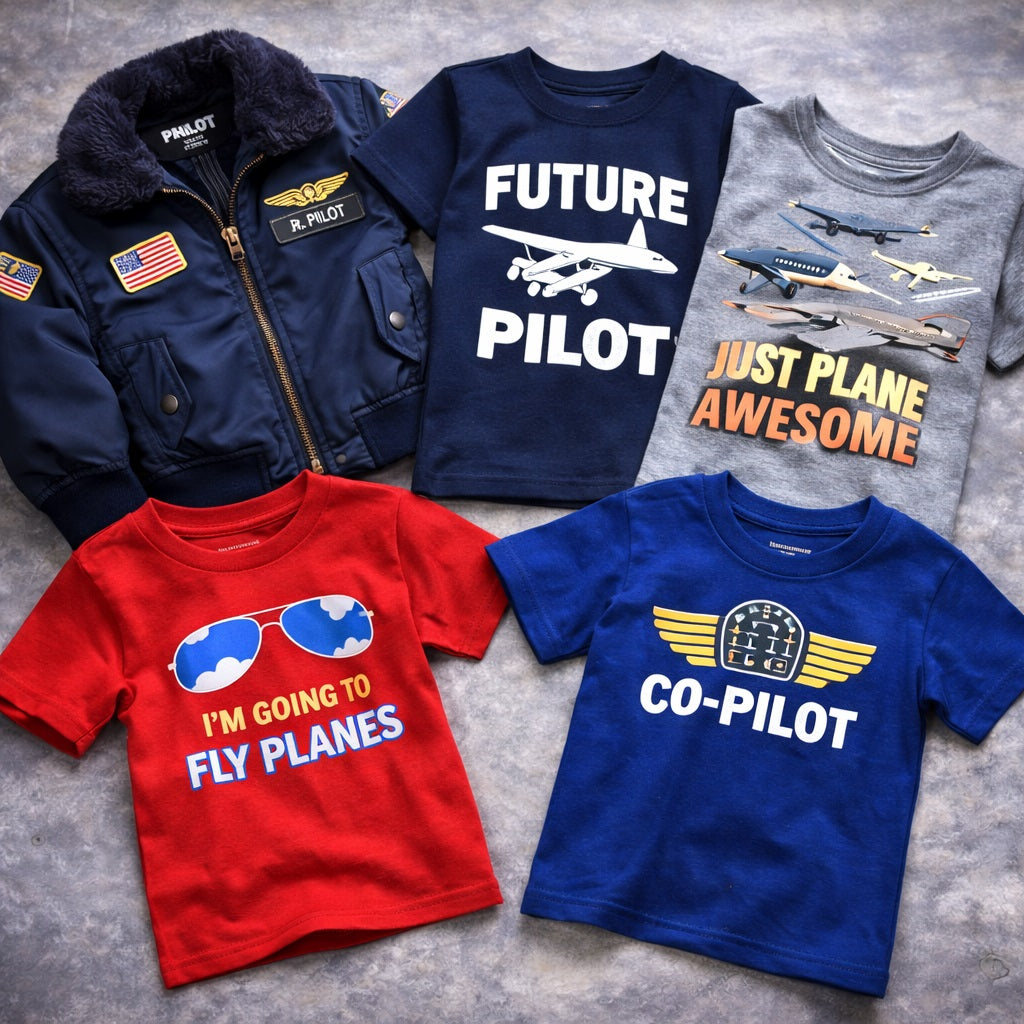 AI Generated Aviation Kids Clothing Collection Image
