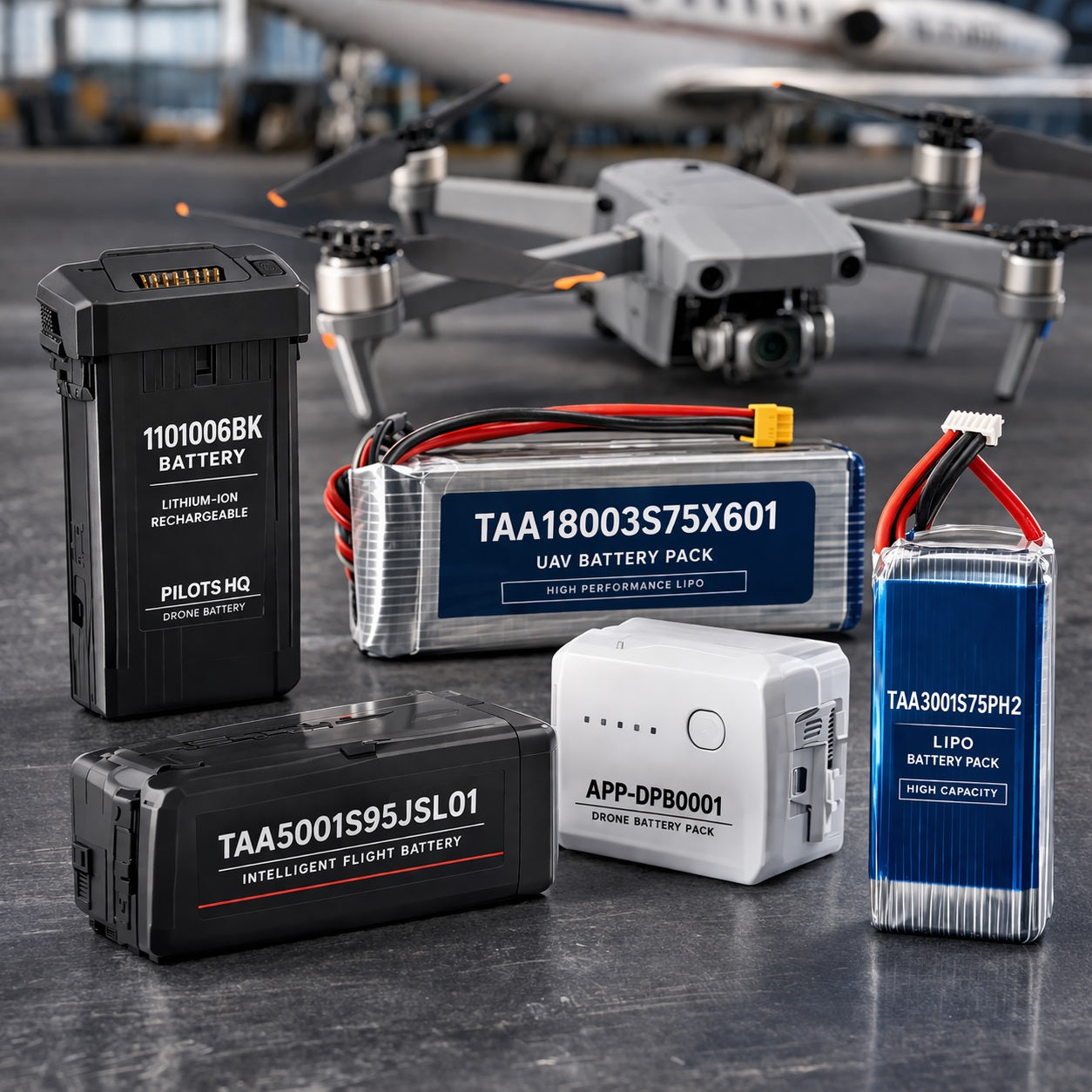 AI Generated Drone Batteries Collection Image 