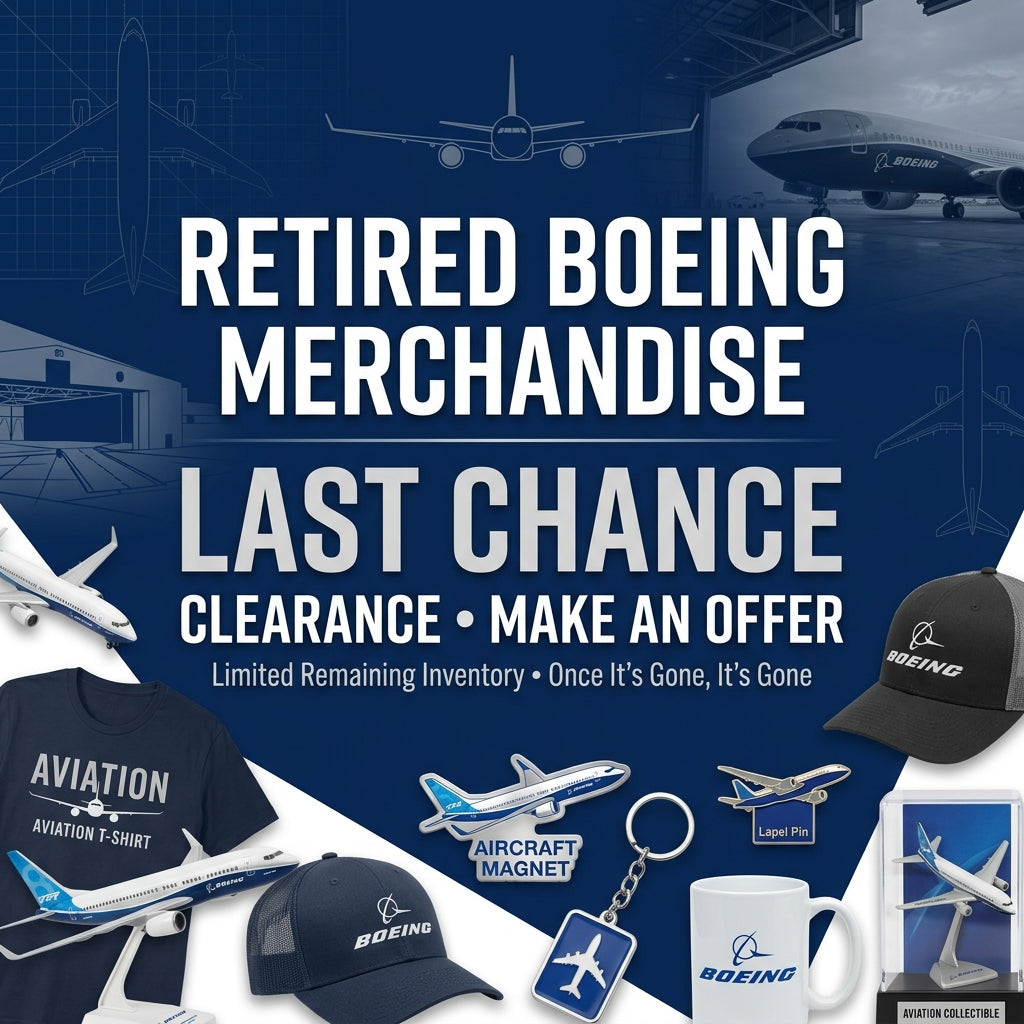 Retired Boeing Store merchandise clearance with limited remaining inventory and make-an-offer options