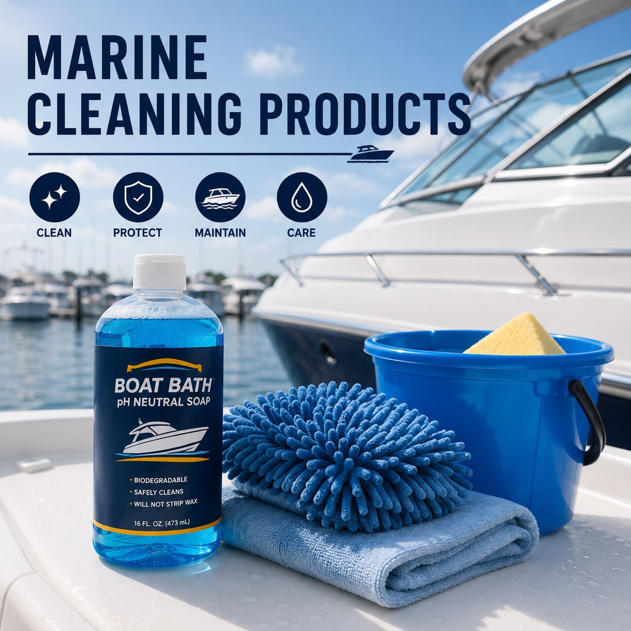 AI Generated Marine Cleaning Products Collection Image