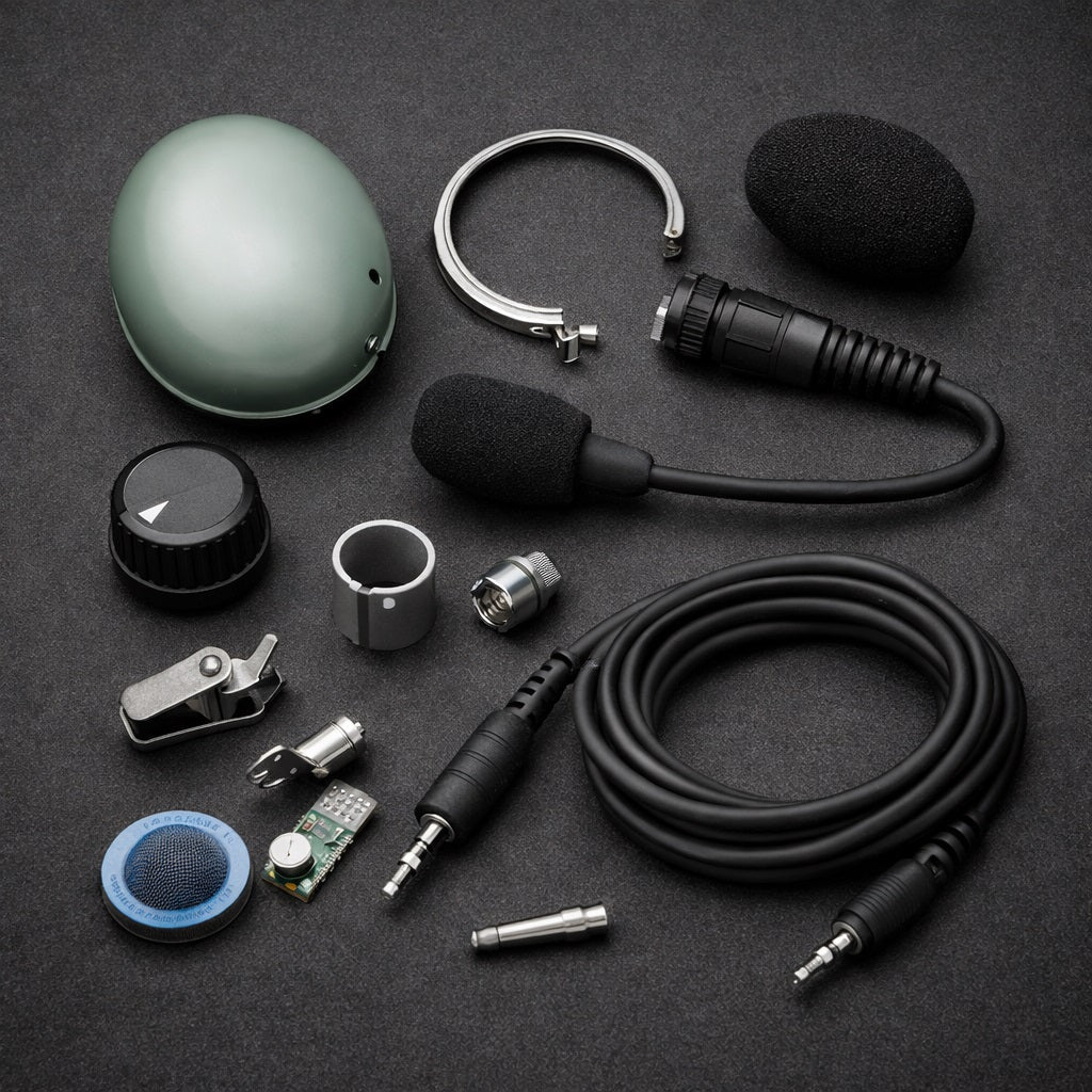 AI Generated Misc. Aviation Headset Parts Collection Image