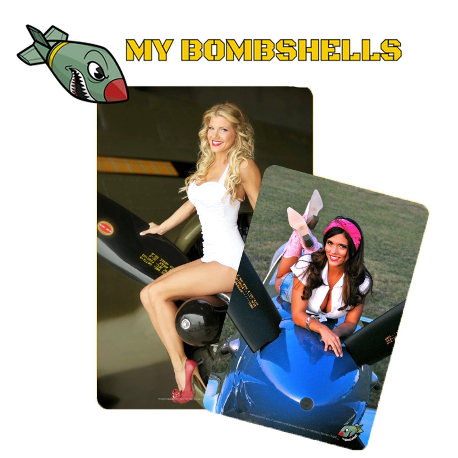 My Bombshells logo featuring vintage-inspired aviation pin-up art collection for Pilot HQ
