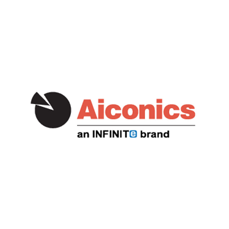 Aiconics Inc logo with circular icon and “an Infinite brand” tagline on white background