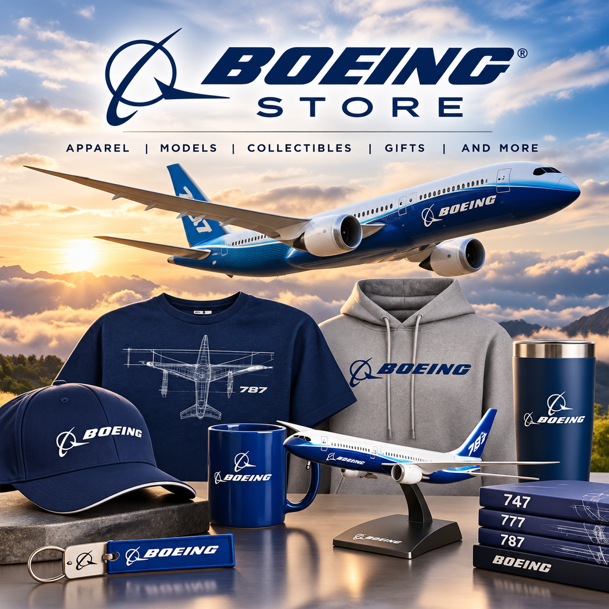 The Boeing Store collection featuring Boeing apparel, aircraft models, collectibles and aviation gifts