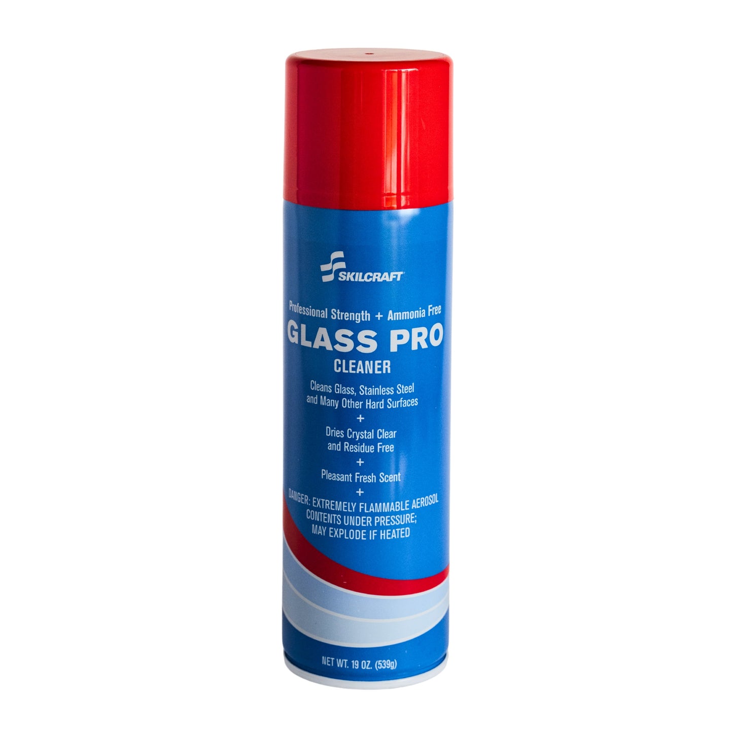 SKILCRAFT Glass Pro Cleaner – 19oz Aerosol for Glass and Stainless Steel - Front View