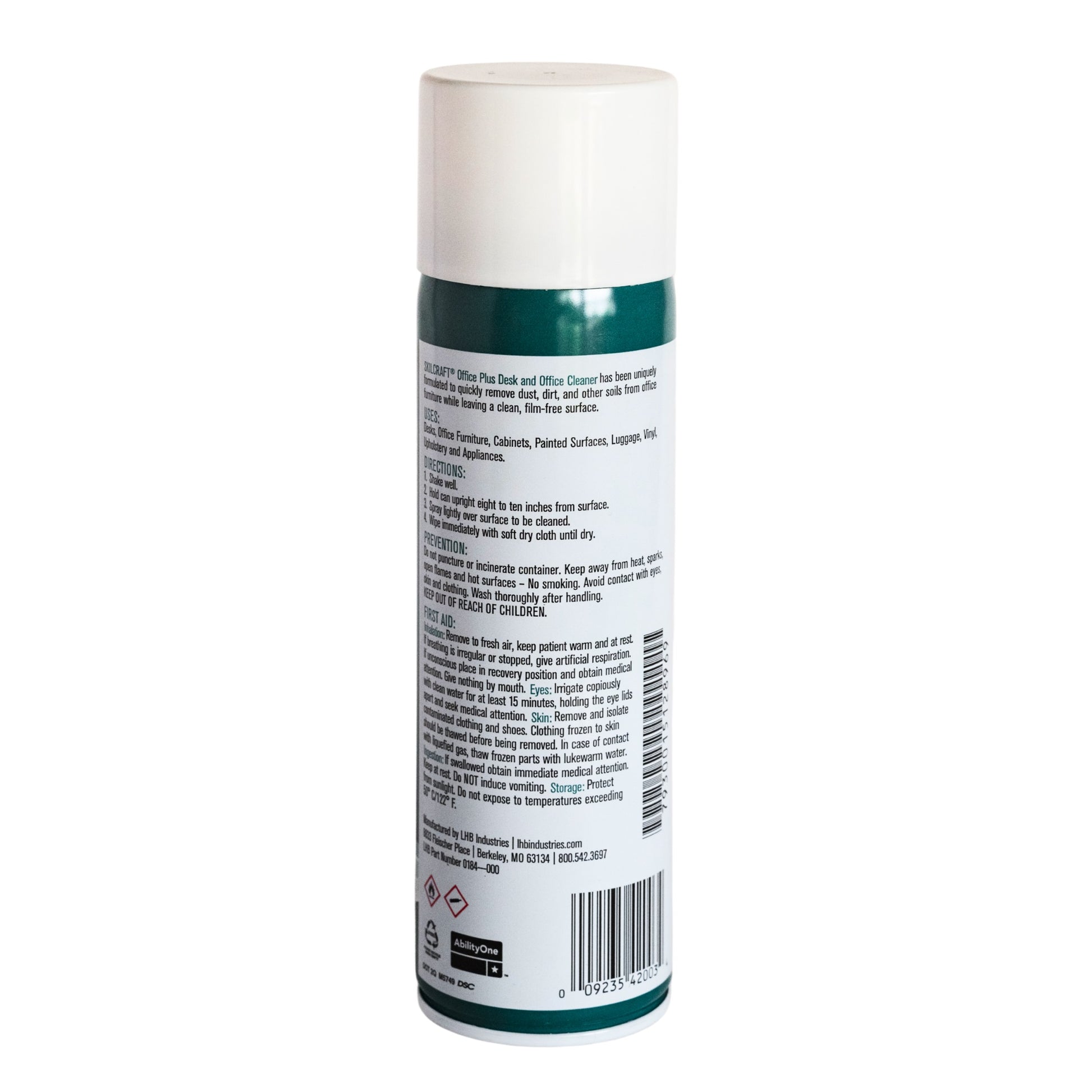 SKILCRAFT Office Plus Desk and Surface Cleaner – 18oz Aerosol - Back View