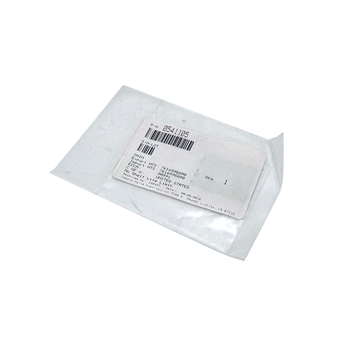 Cessna 0541105 shim package with OEM label and part number visible