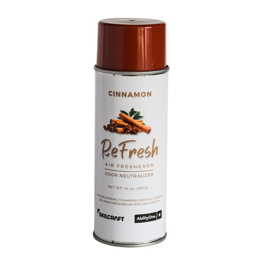 SKILCRAFT ReFresh Cinnamon Air Freshener 14 oz aerosol can - Front View