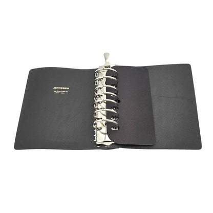 Jeppesen Premium Leather Binder 2 Inch – Open View Showing Ring Mechanism and Interior Pockets