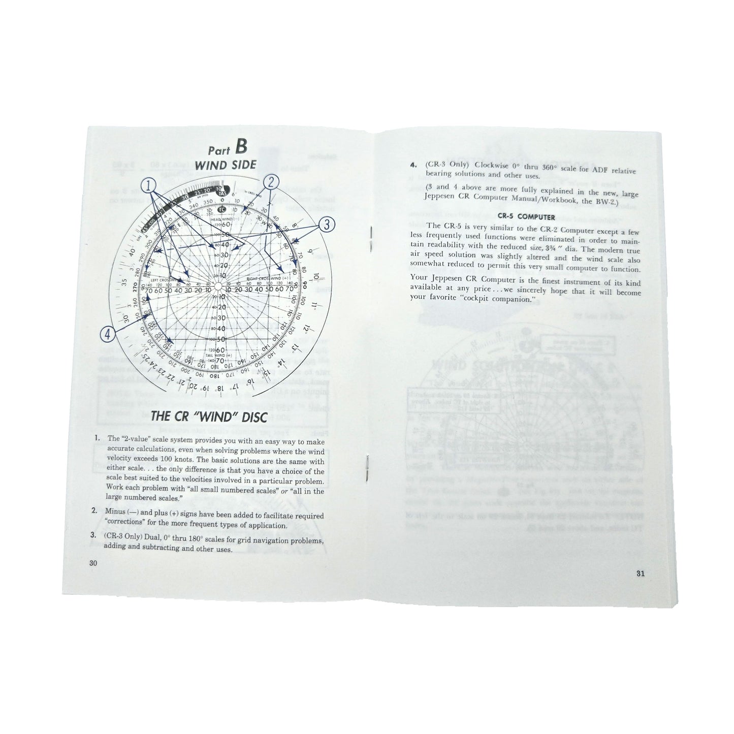 Jeppesen CR-3 Circular Flight Computer – Instruction Manual Open to Inner Page