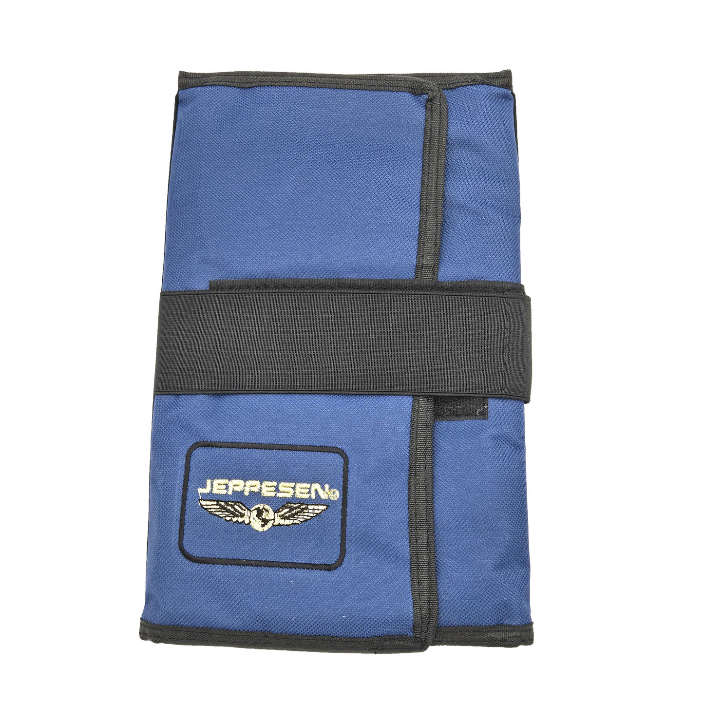 Jeppesen VFR Tri-Fold Kneeboard – Front View Showing Clipboard and Straps