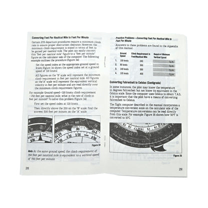 Jeppesen Metal CSG E6B Flight Computer – Instruction Booklet Open to Sample Page