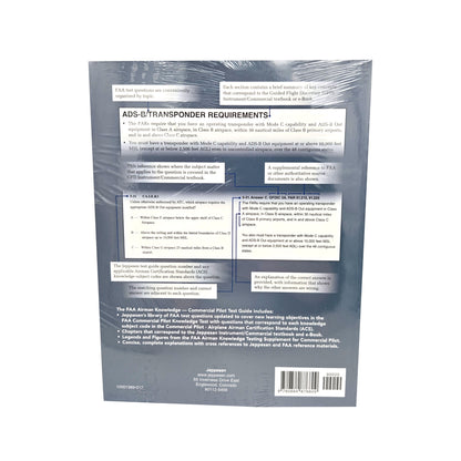 Jeppesen Commercial Pilot Airmen Knowledge Test Guide – Back Cover with Description and ISBN