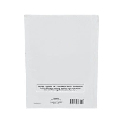 Jeppesen Commercial Pilot Airman Knowledge Test Question Bank back cover with product details - P/N 10001766, essential study resource for commercial pilots
