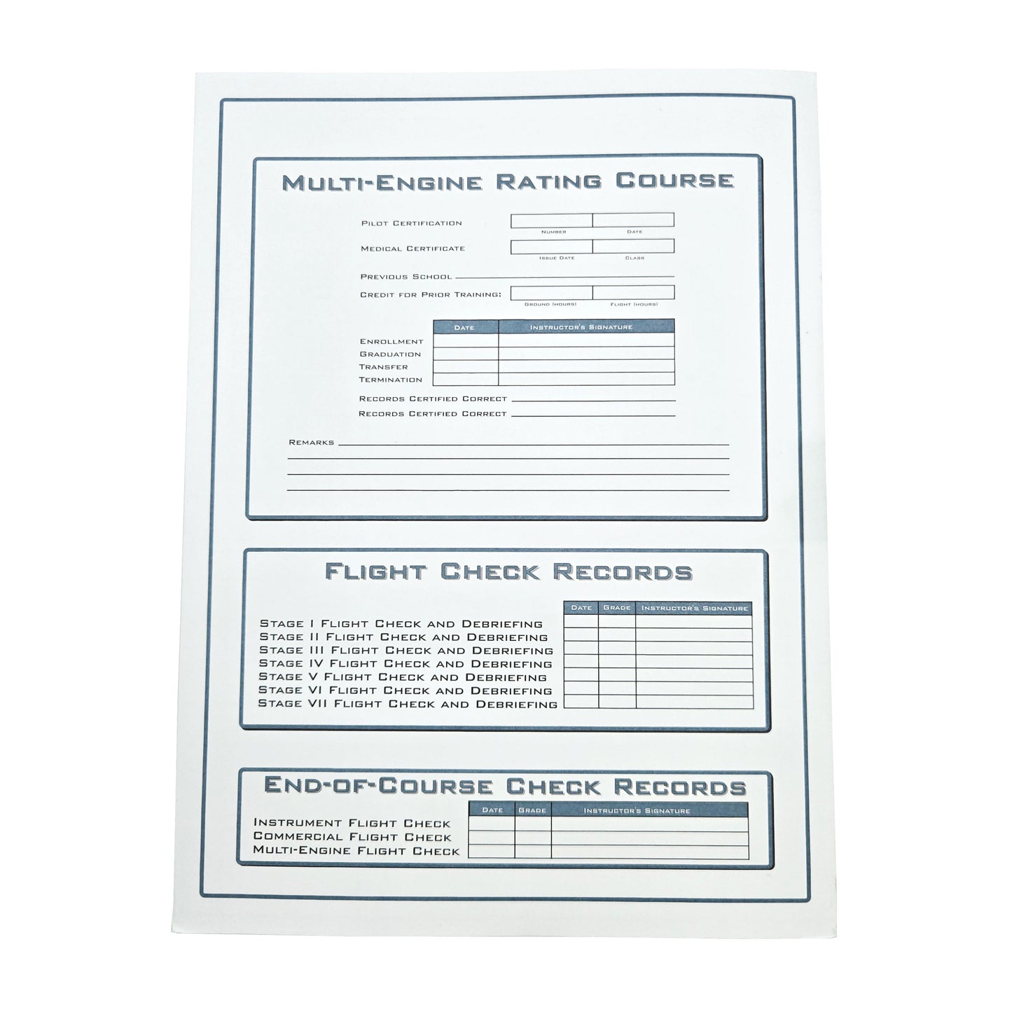 Jeppesen Instrument Commercial Record Folder – Back Cover with Additional Info