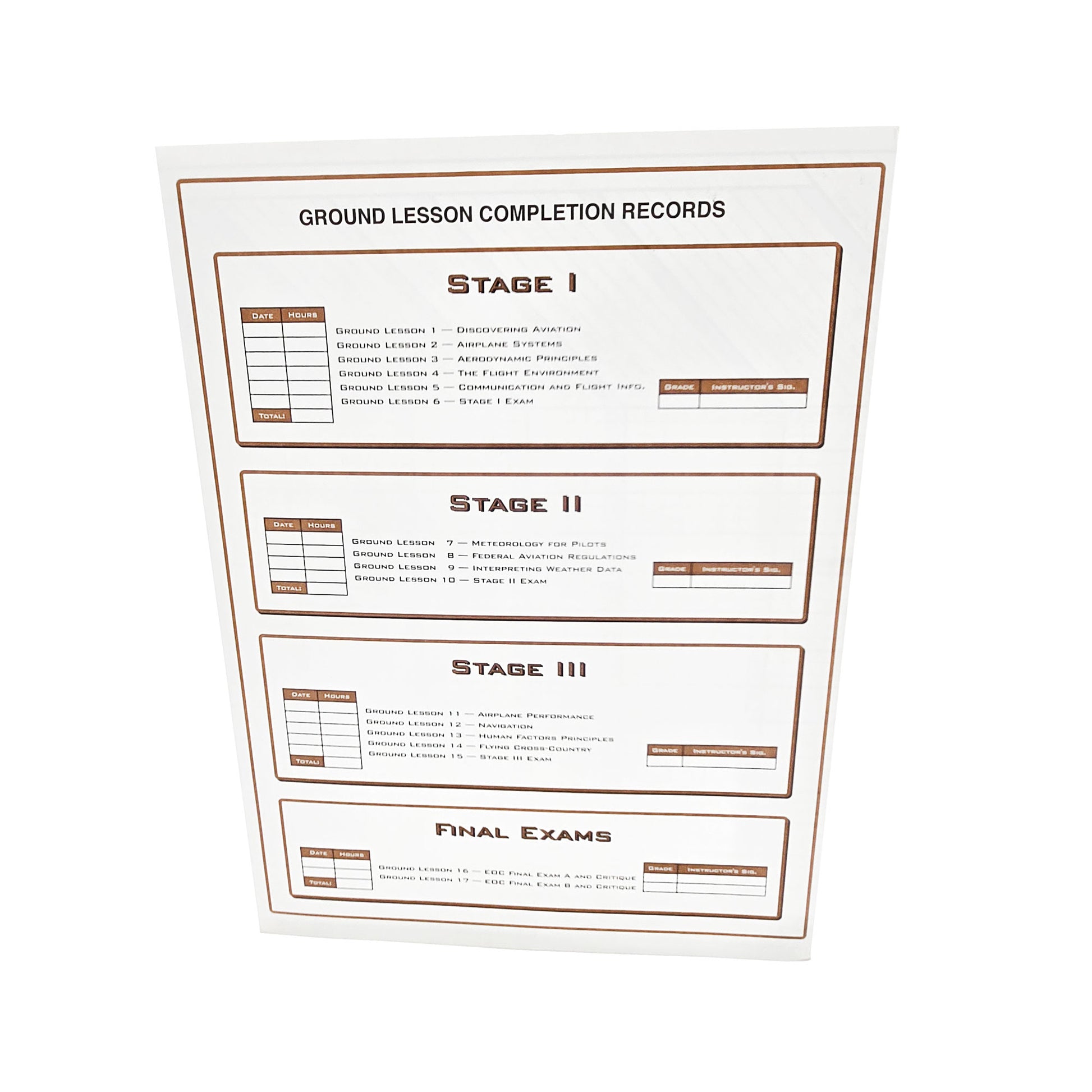 Jeppesen Private Pilot Record Folder – Endorsements & Instructor Notes Page