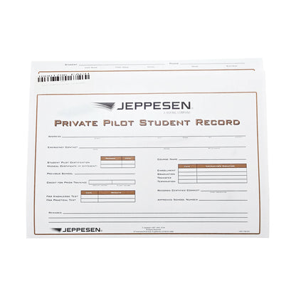 Jeppesen Private Pilot Record Folder – Cover Page with Training Overview