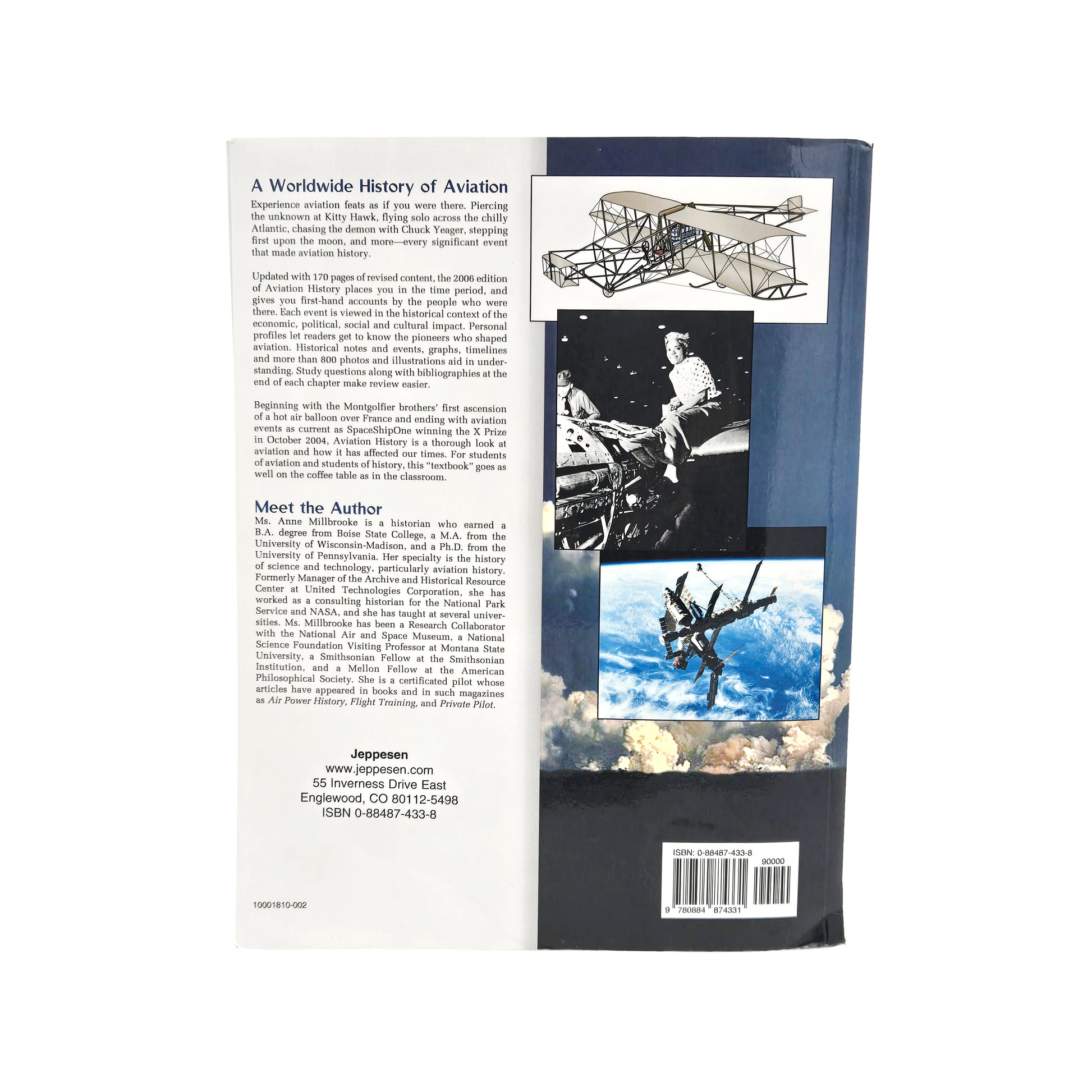 Jeppesen Aviation History Textbook – Back Cover with Summary and ISBN