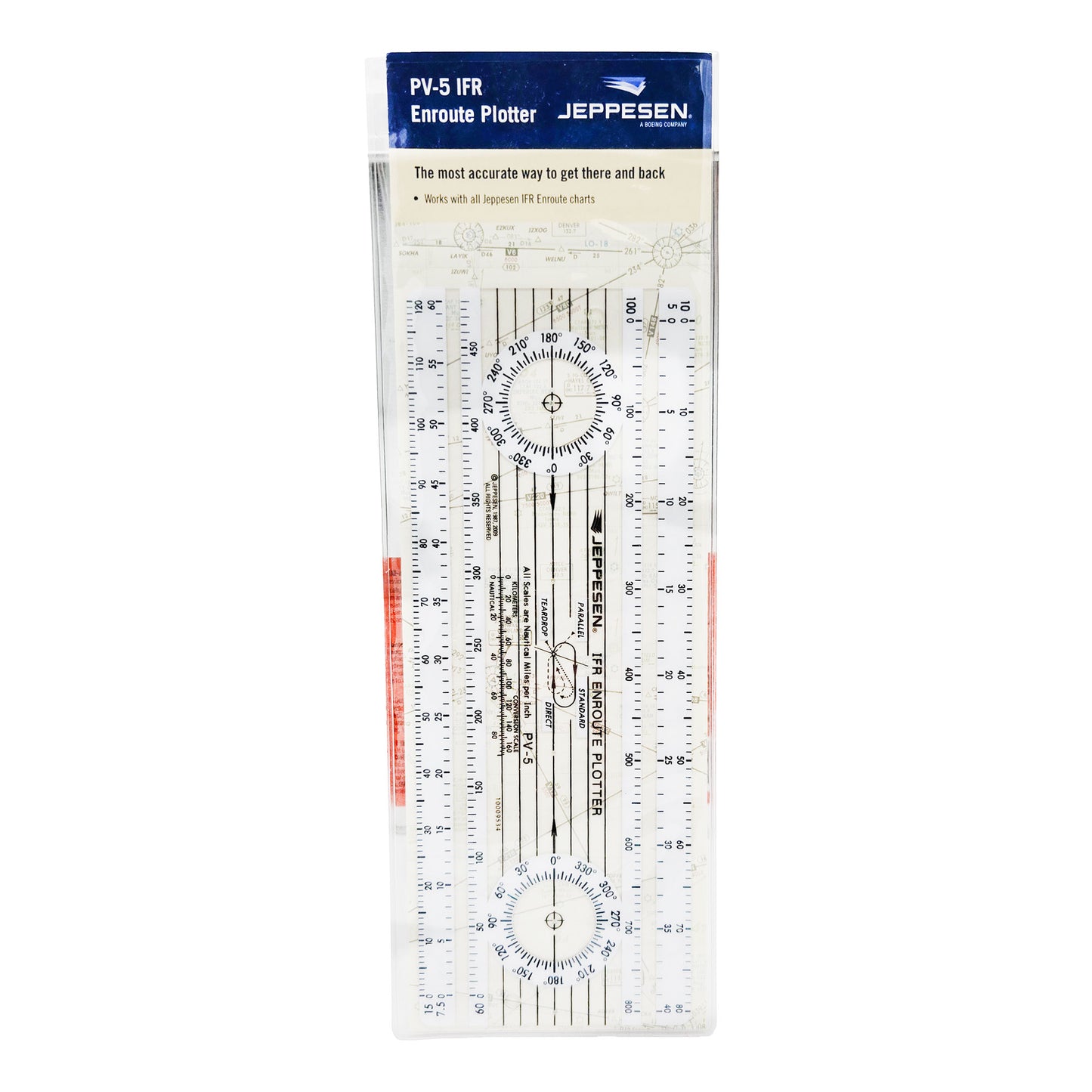Jeppesen IFR Enroute Plotter – Front View Showing Transparent Grid and Markings
