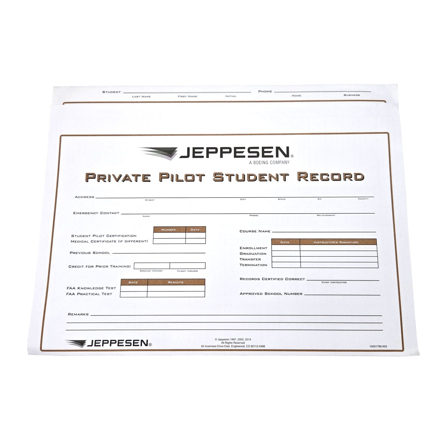 Jeppesen Private Pilot Kit – Student Flight Training Record