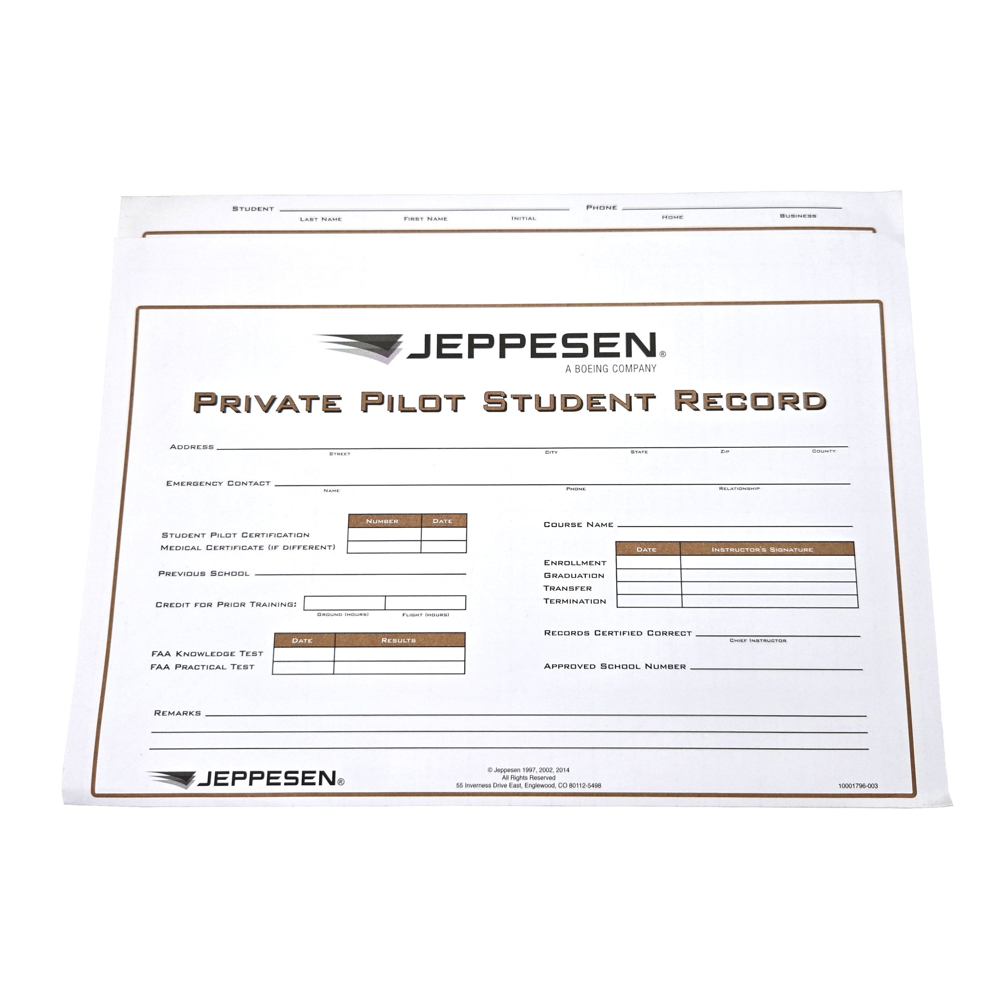 Jeppesen Private Pilot Kit – Student Flight Training Record