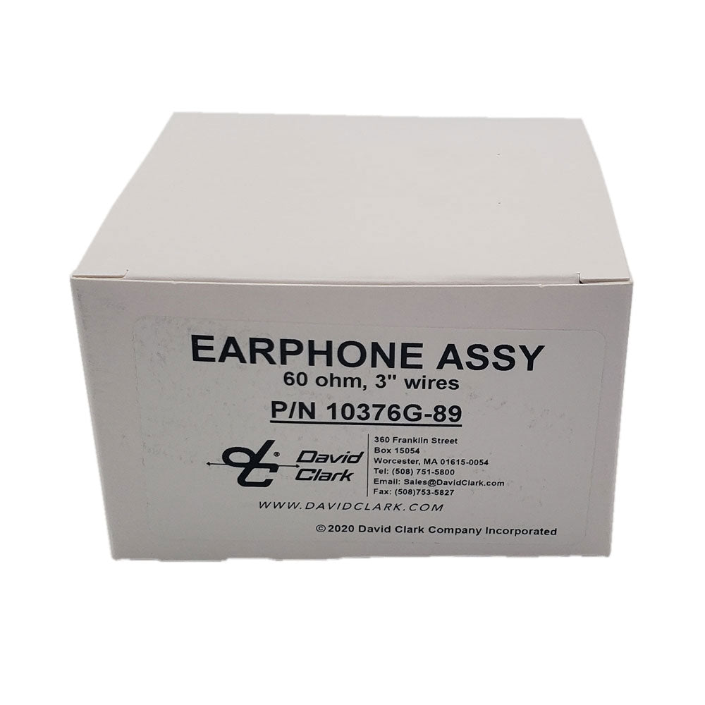 David Clark 10376G-89 Earphone Assembly – 60 Ohm with 3-Inch Leads