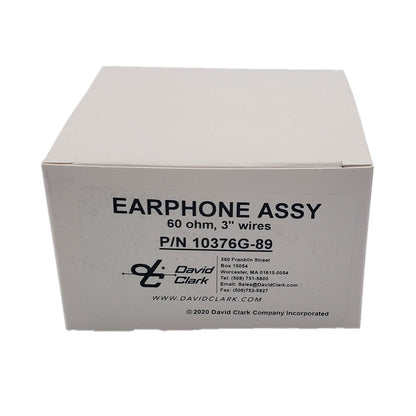 David Clark 10376G-89 Earphone Assembly – 60 Ohm with 3-Inch Leads