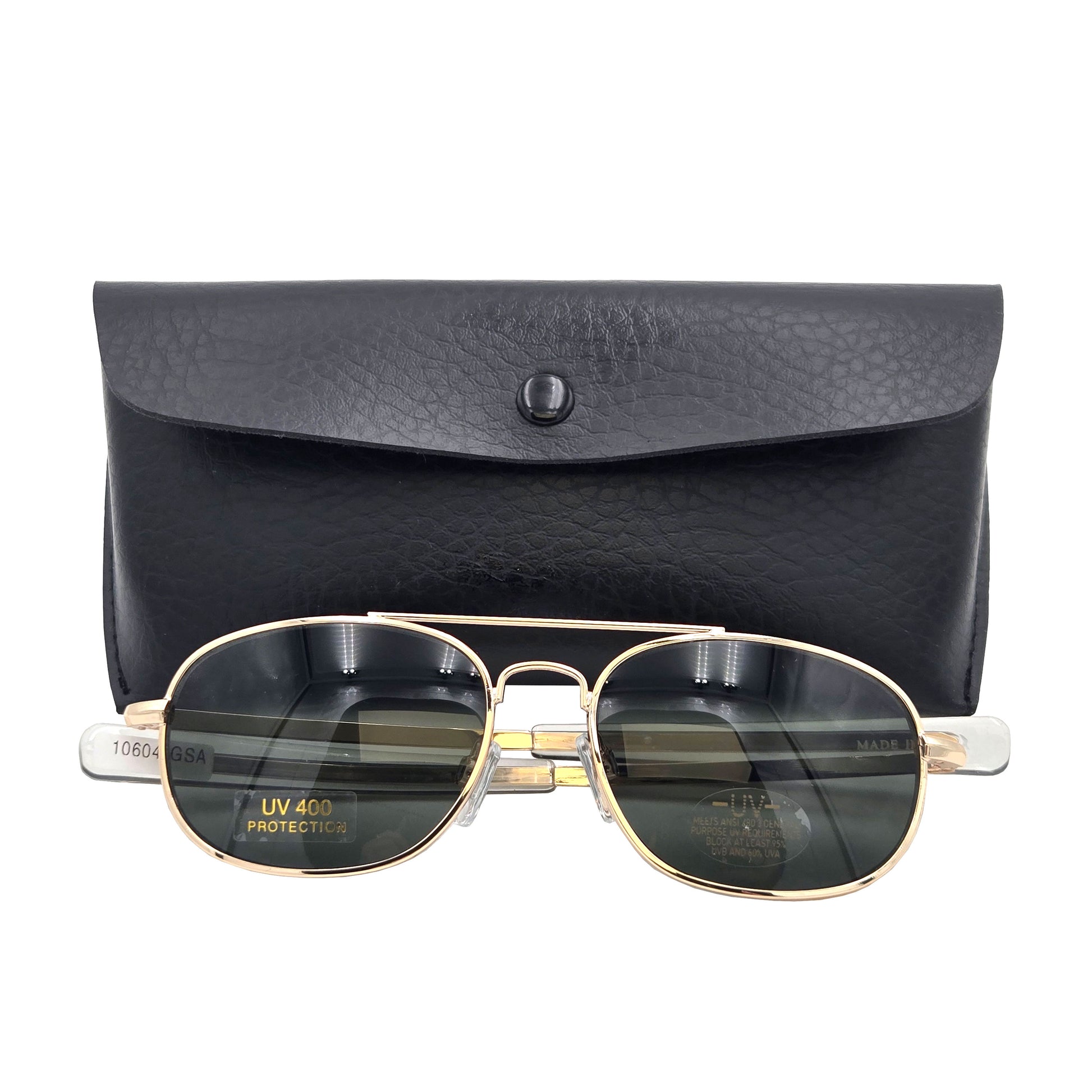 G.I. Type MIL-STD 105 Aviator Sunglasses Gold-Smoke 52mm with case - durable pilot sunglasses with protective storage
