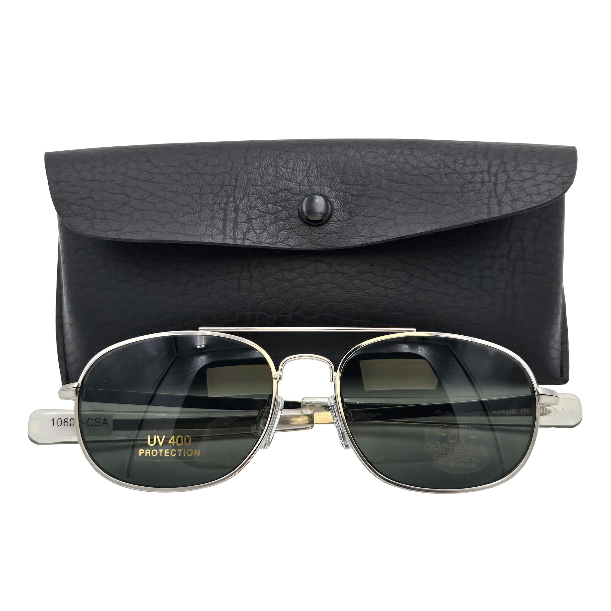 G.I. Type MIL-STD 105 Aviator Sunglasses Chrome-Smoke 52mm with case - military-inspired pilot eyewear