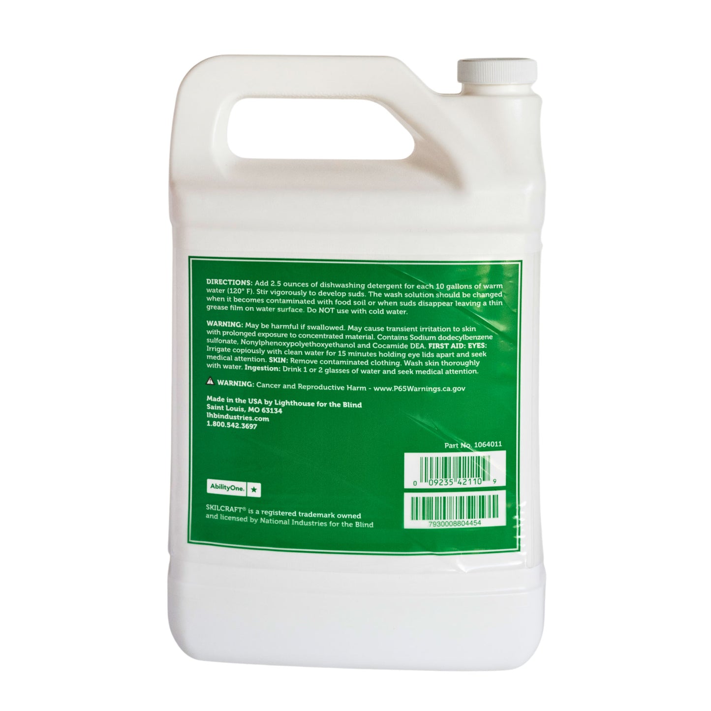 SKILCRAFT Kitchen Mate Dishwashing Compound 1 Gallon Bottle - Back