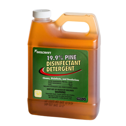 SKILCRAFT® 19.9% Pine Oil Disinfectant Cleaner – 1 Liter Bottle Front Label