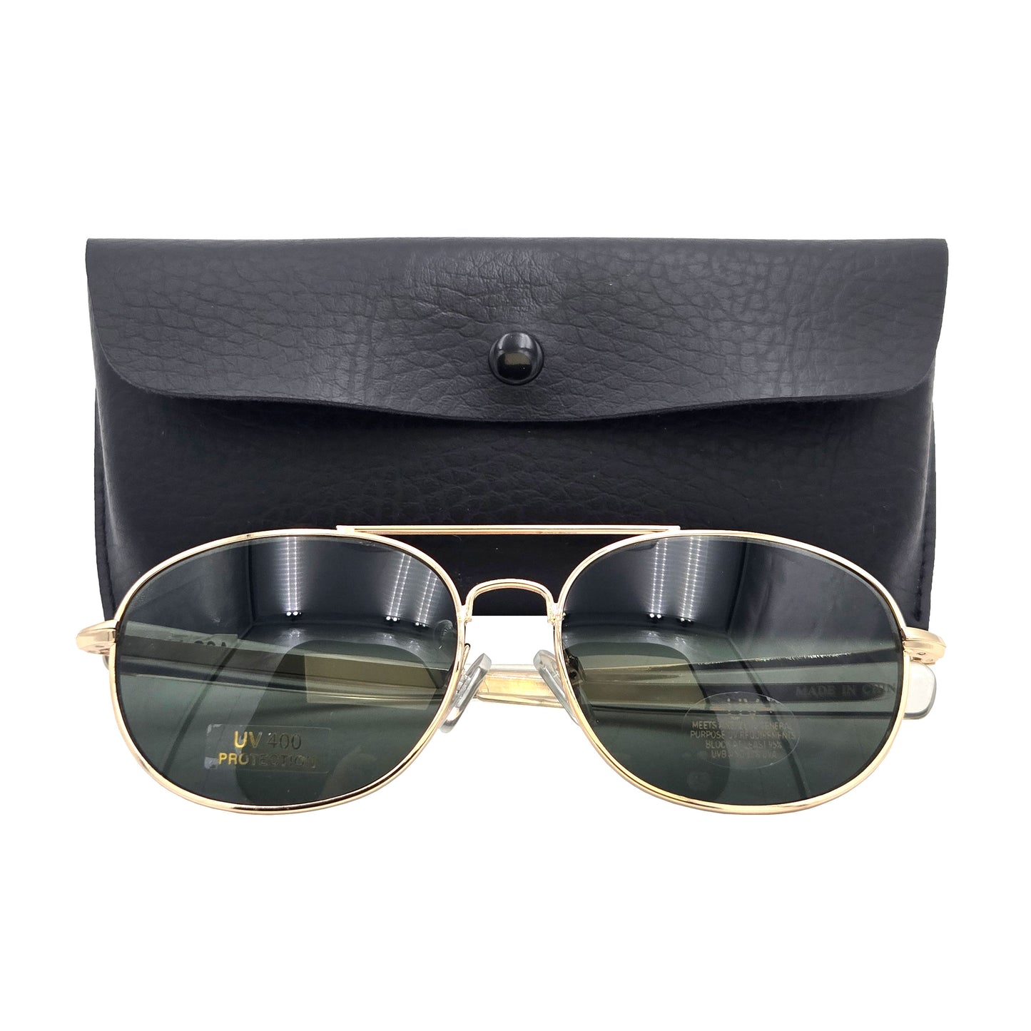 G.I. Type MIL-STD 105 Aviator Sunglasses Gold-Smoke 58mm with case - premium pilot sunglasses with protective case
