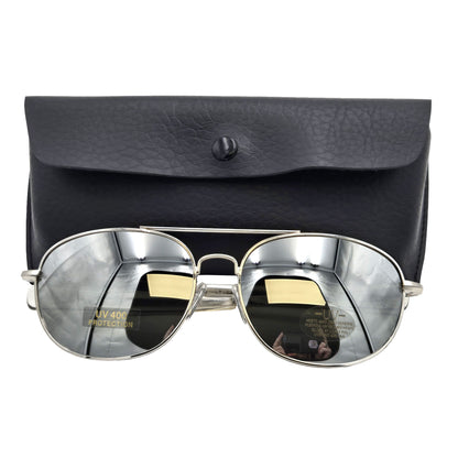 G.I. Type MIL-STD 105 Aviator Sunglasses Chrome-Mirror 58mm with case - reflective aviator sunglasses with case