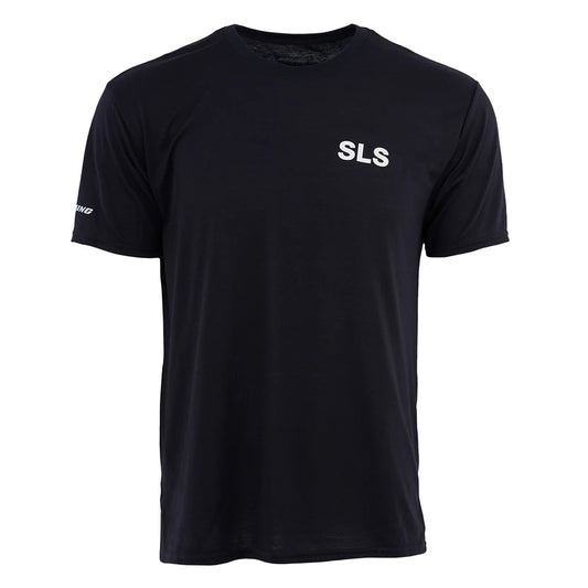 Boeing Space Launch System Series T-Shirt front view showing black unisex tee with white SLS logo on chest
