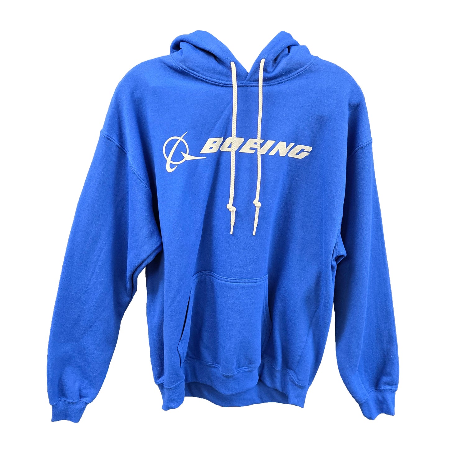 Boeing Signature Logo Hooded Sweatshirt in royal blue - medium size, durable and cozy Boeing-branded hoodie