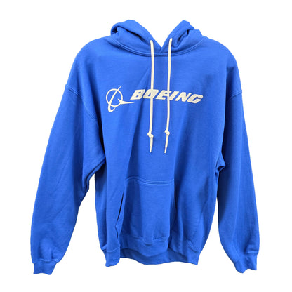 Boeing Signature Logo Hooded Sweatshirt in royal blue - medium size, durable and cozy Boeing-branded hoodie
