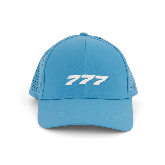 Boeing 777 Series Hat front view with white 777 logo on blue cap