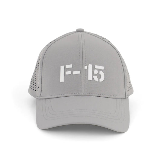 Boeing F-15 Eagle series gray hat front view with F-15 logo