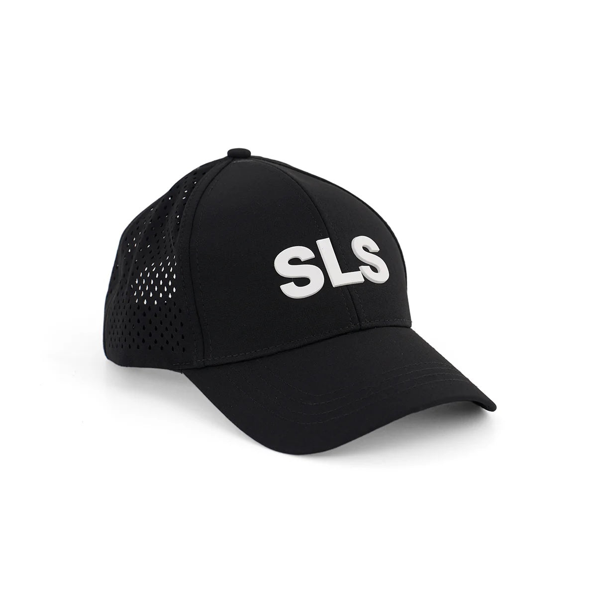 Boeing SLS Series Hat black performance cap with 3D embroidered logo, Angled front-left view