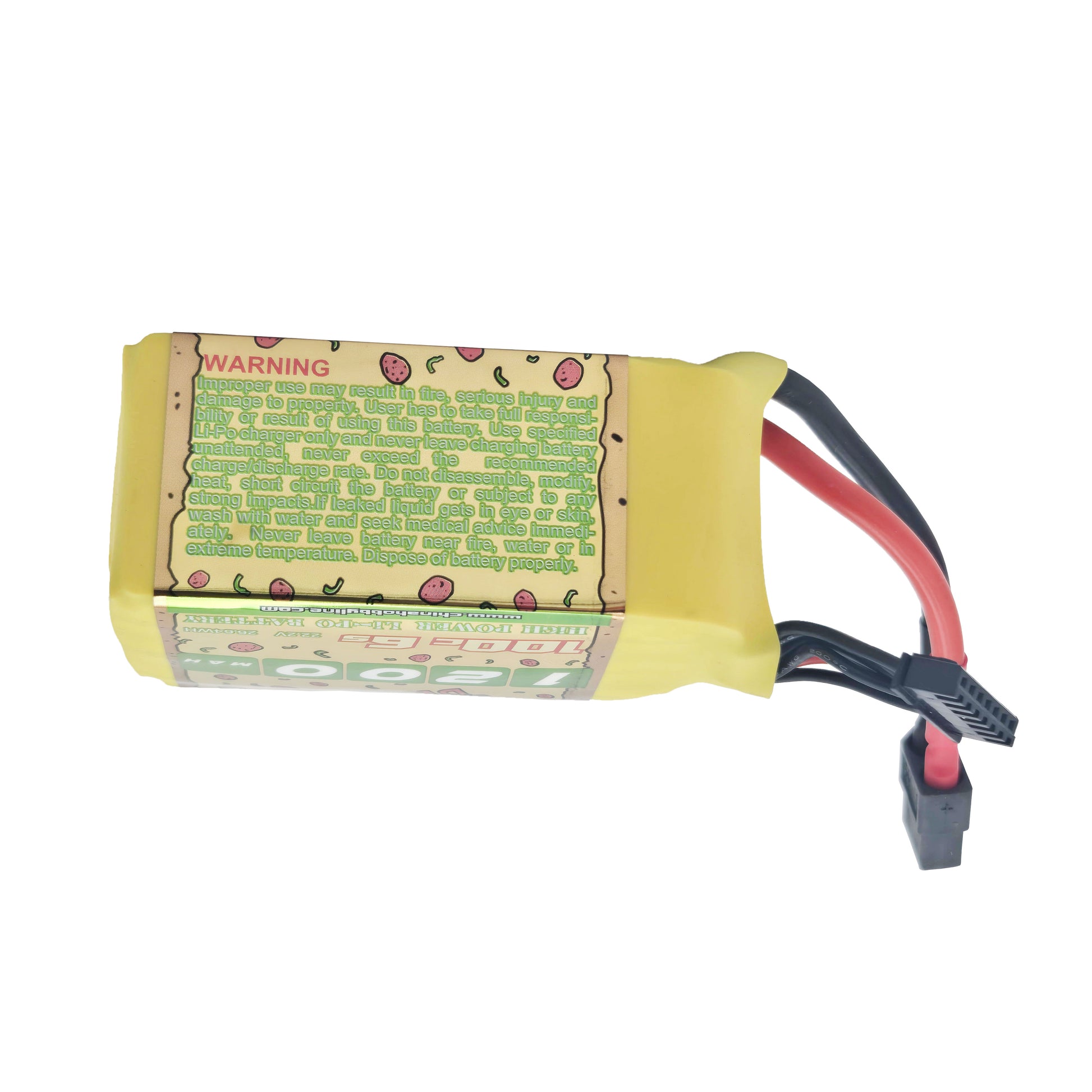 CNHL 1200mAh LiPo Battery – Top View Highlighting Safety Warning Label