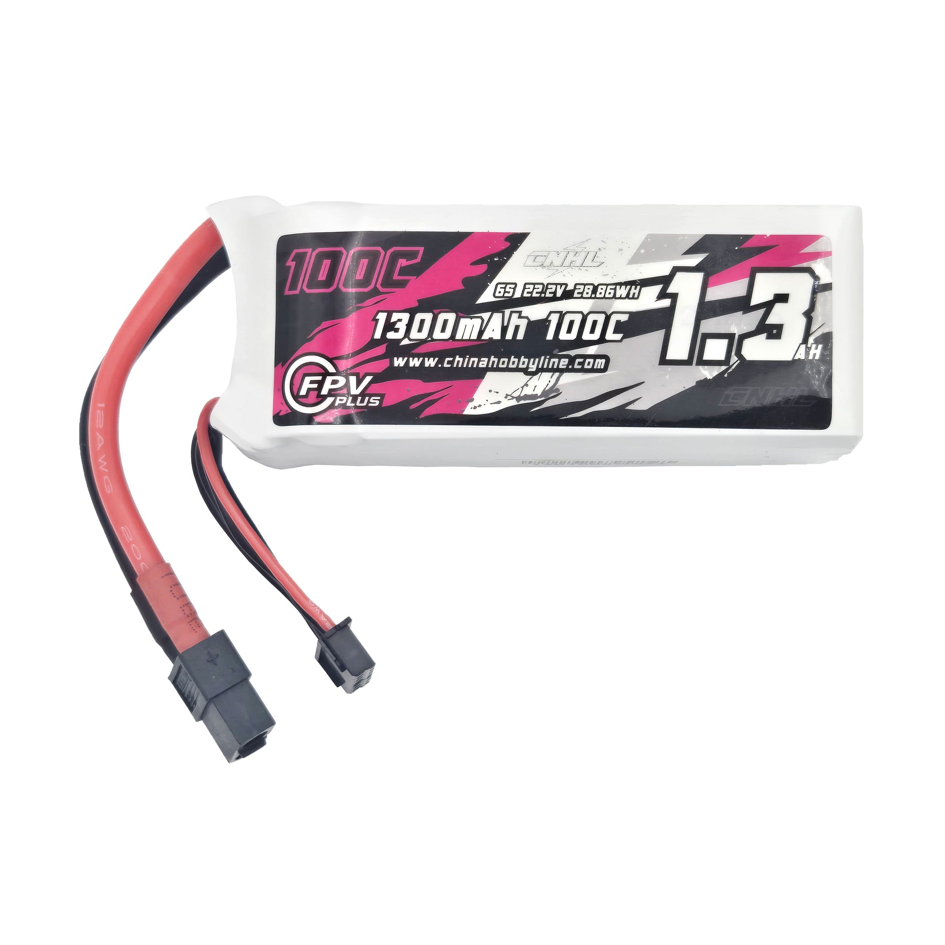 CNHL G+Plus 1300mAh 22.2V Battery – Top View with XT60 Plug