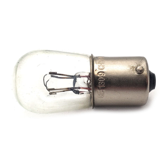 GE Incandescent Lamp 28V 1309 – Bulb Laying on Left Side with SKU Etching Visible