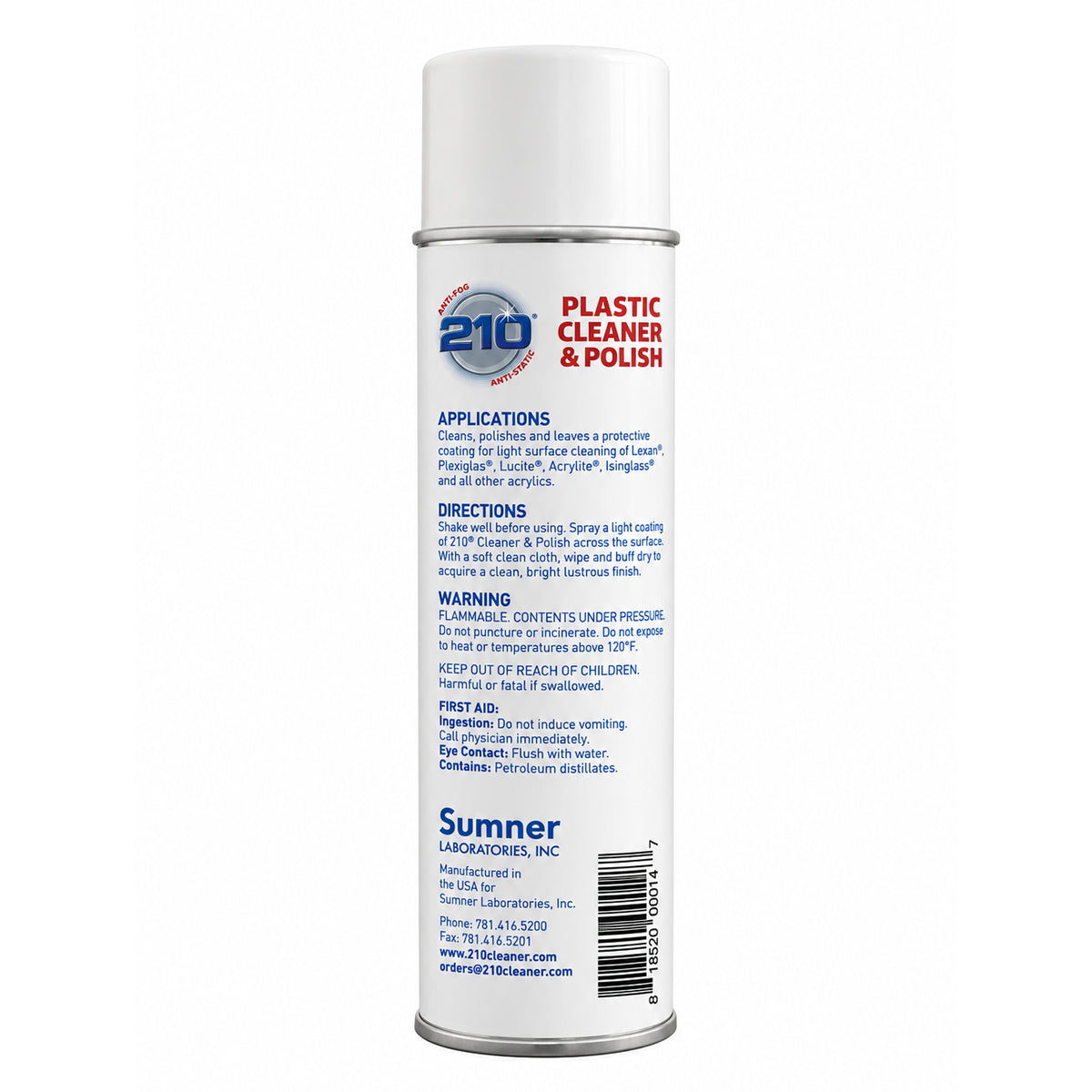 Sumner 210 Aircraft Plastic Cleaner & Polish – 7 oz & 14 oz Aerosol